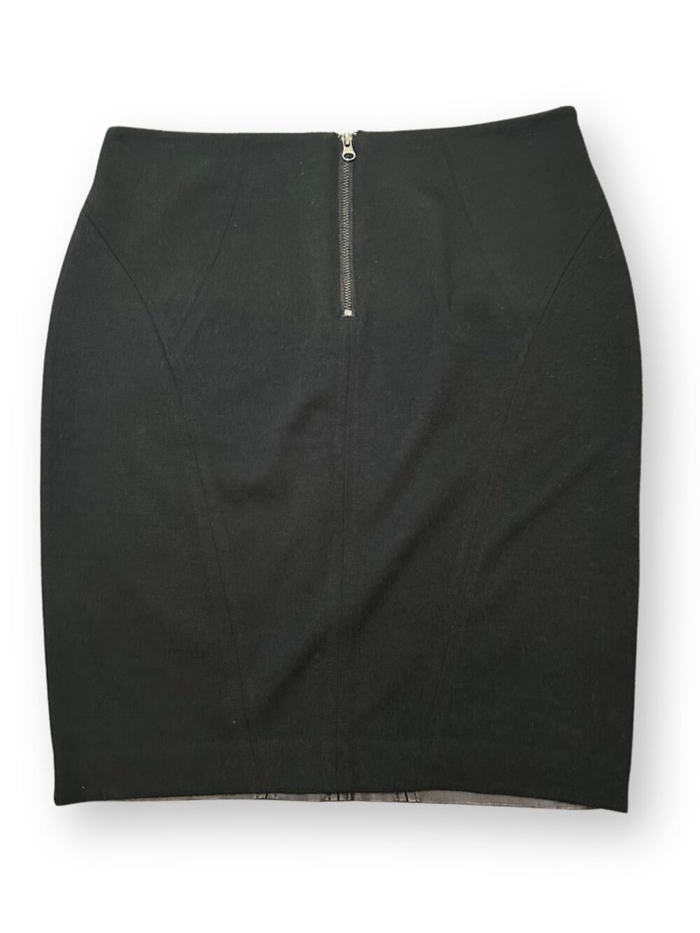 Banana Republic Black Faux Leather Panel Pencil Skirt Size 2 - Picture 2 of 5